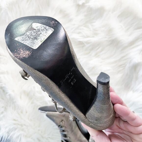 Elizabeth and James Luella Metallic Pewter Heeled Sandals - Picture 5 of 7